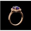 Image 4 : 14KT Rose Gold 3.37 ctw Tanzanite and Diamond Ring