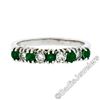 Image 1 : 18kt White Gold 1.36 ctw Alternating Round Diamond & Emerald Wedding Band Ring