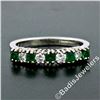 Image 2 : 18kt White Gold 1.36 ctw Alternating Round Diamond & Emerald Wedding Band Ring