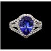 Image 2 : 18KT White Gold 3.44 ctw Tanzanite and Diamond Ring