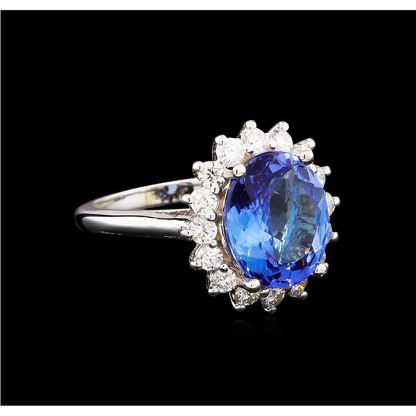 5.04 ctw Tanzanite and Diamond Ring - 14KT White Gold