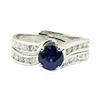 Image 2 : 1.59 ctw Round Brilliant Blue Sapphire And Diamond Ring - 14KT White Gold