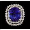 Image 2 : 18.03 ctw Tanzanite and Diamond Ring - 14KT White Gold