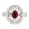 Image 2 : 1.78 ctw Oval Mixed Ruby And Round Brilliant Cut Diamond Ring - 14KT White Gold