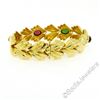 Image 7 : 14kt Yellow Gold 6.81 ctw Multi Gemstone Ribbed Wide Leaf Chain Bracelet