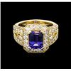 Image 2 : 2.08 ctw Tanzanite and Diamond Ring - 14KT Yellow Gold