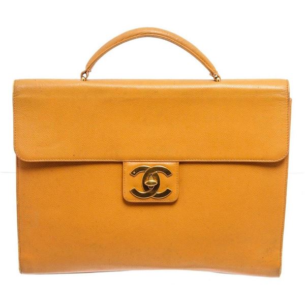 Chanel Yellow Caviar Leather Business Messenger Bag