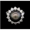 Image 2 : 1.46 ctw Pearl and Diamond Ring - 14KT White Gold