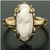 Image 2 : 10k Yellow Gold Simple Petite Carved Pink Stone Cameo Ring