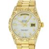 Image 2 : Rolex Mens 18K Yellow MOP Diamond Lugs President Wristwatch With Rolex Box & App