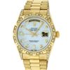 Image 5 : Rolex Mens 18K Yellow MOP Diamond Lugs President Wristwatch With Rolex Box & App