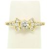 Image 4 : 14k Yellow Gold Petite 0.42 ctw Round Diamond Engagement Ring w/ Channel Accents