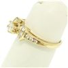 Image 5 : 14k Yellow Gold Petite 0.42 ctw Round Diamond Engagement Ring w/ Channel Accents