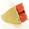 Image 1 : 18k Yellow Gold Spinning Faceted Coral Bead Textured Matte VERY HEAVY 40.1g Ring