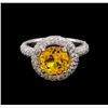 Image 2 : 14KT White Gold 2.70 ctw Citrine and Diamond Ring