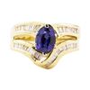Image 2 : 2.28 ctw Blue Sapphire And Diamond Ring And Attached Band - 14KT Yellow Gold