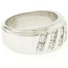 Image 2 : Men's 14k White Gold 1.00 ctw Round Diamond Diagonal Channel WIDE BOLD Band Ring