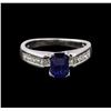 Image 2 : 0.95 ctw Sapphire and Diamond Ring - 14KT White Gold