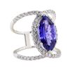 Image 1 : 5.24 ctw Tanzanite and Diamond Ring - 18KT White Gold