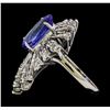 Image 3 : 5.73 ctw Tanzanite and Diamond Ring - 14KT White Gold