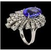 Image 4 : 5.73 ctw Tanzanite and Diamond Ring - 14KT White Gold