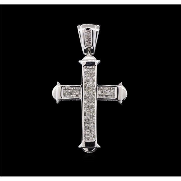 3.00 ctw Diamond Cross Pendant - 14KT White Gold