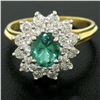 Image 2 : 18k Yellow Gold 1.83 ctw Oval Colombian Emerald Solitaire Dual Diamond Halo Ring