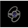 Image 2 : 1.50 ctw Tanzanite and Diamond Ring - 14KT White Gold