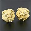 Image 2 : Vintage 14k Yellow Gold Large Detailed Diamond Eye Lion Head Swivel Cufflinks