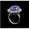 Image 4 : GIA Cert 16.94 ctw Tanzanite and Diamond Ring - 14KT White Gold