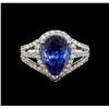 Image 2 : 18KT White Gold 4.42 ctw Tanzanite and Diamond Ring