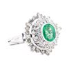 Image 1 : 2.84 ctw Emerald And Diamond Double Halo Ring - 14KT White Gold