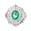 Image 2 : 2.84 ctw Emerald And Diamond Double Halo Ring - 14KT White Gold