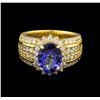 Image 2 : 14KT Yellow Gold 3.29 ctw Tanzanite and Diamond Ring