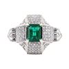 Image 1 : 2.87 ctw Emerald and Diamond Ring - Platinum