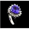 Image 4 : 5.25 ctw Tanzanite And Diamond Ring - 14KT White Gold