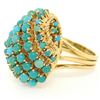 Image 3 : Vintage Large 18k Yellow Gold 50 Natural Round Turquoise Wire Dome Cocktail Ring