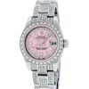 Image 2 : Rolex Ladies New Style Pink Iced 4 ctw Diamond Datejust Wristwatch With Rolex Bo