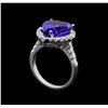 Image 4 : GIA Cert 7.70 ctw Tanzanite and Diamond Ring - 14KT White Gold