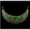 Image 1 : 12.27 ctw Tsavorite Garnet and Diamond Chest Plate Necklace - 14KT Yellow And Wh