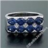 Image 2 : 18kt White Gold 4.03 ctw Dual Row Oval Cut Sapphire & Diamond Band Ring