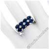 Image 3 : 18kt White Gold 4.03 ctw Dual Row Oval Cut Sapphire & Diamond Band Ring