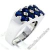 Image 5 : 18kt White Gold 4.03 ctw Dual Row Oval Cut Sapphire & Diamond Band Ring