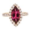 Image 2 : 2.99 ctw Marquise Brilliant Rubellite And Round Brilliant Cut Diamond Ring - 14K
