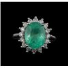 Image 2 : 5.89 ctw Emerald and Diamond Ring - 14KT White Gold