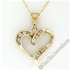 Image 1 : 10kt Yellow Gold 0.26 ctw Channel Set Round Diamond Open Heart Pendant Necklace