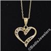 Image 2 : 10kt Yellow Gold 0.26 ctw Channel Set Round Diamond Open Heart Pendant Necklace