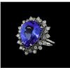Image 1 : 7.95 ctw Tanzanite and Diamond Ring - 14KT White Gold