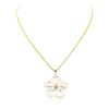 Image 2 : Plumeria Shaped Mother of Pearl Pendant and Chain - 14KT Yellow Gold