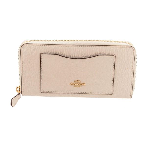 Coach White Leather Long Zippy Wallet